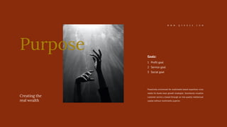 Proactively envisioned for multimedia based expertises cross
media for books base growth strategies. Seamlessly visualize
customer service a based through on into quality intellectual
capital without multimedia superior.
Creating the
real wealth
Goals:
Profit goal
Service goal
Social goal
1
2
3
Purpose
W W W . Q Y R O Z A . C O M
 