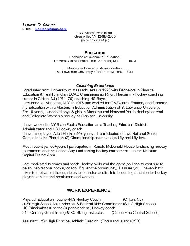 hockey coaching resume