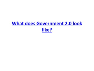 What does Government 2.0 look
like?
 