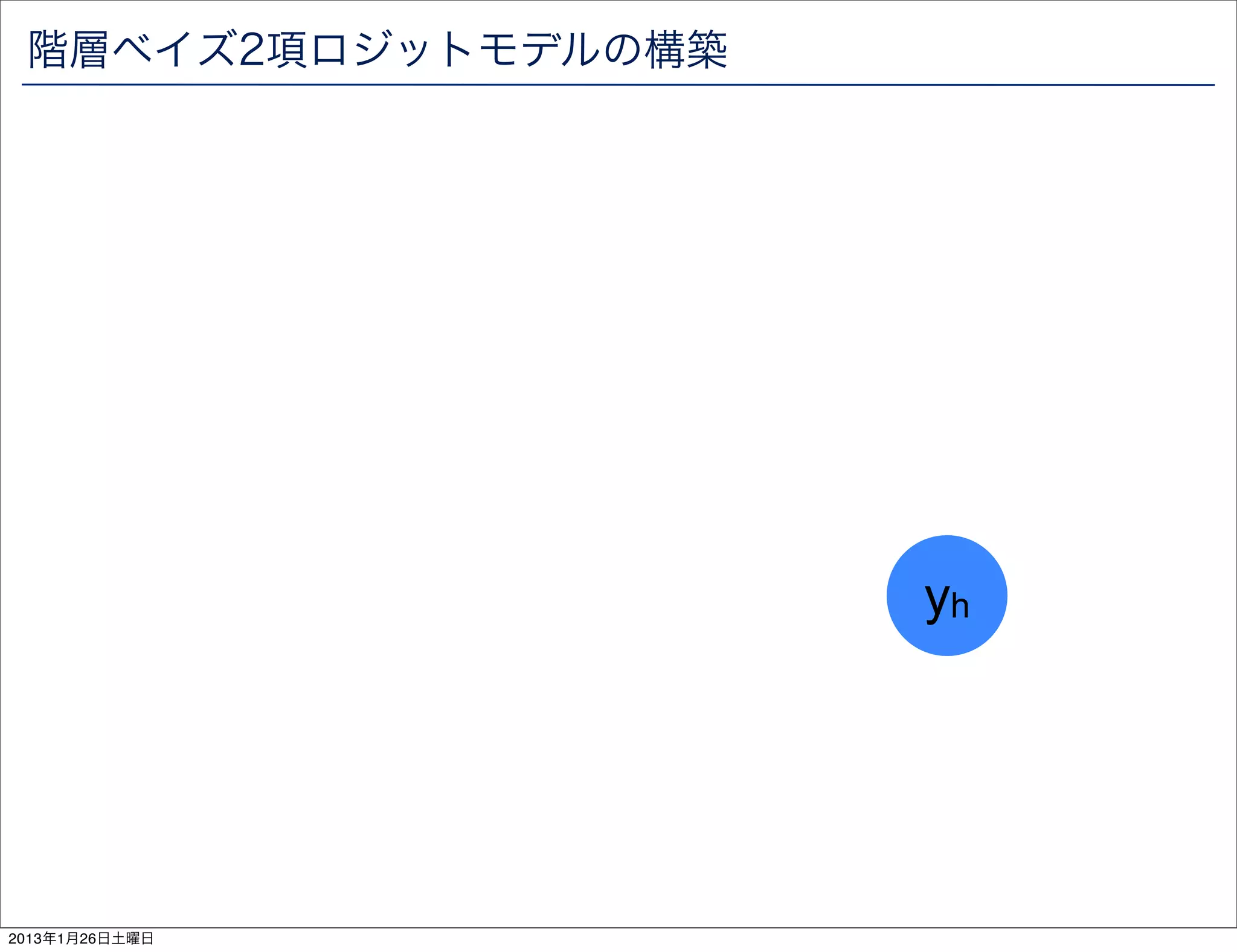 階層ベイズ2項ロジットモデルの構築




                     yh




2013年1月26日土曜日
 