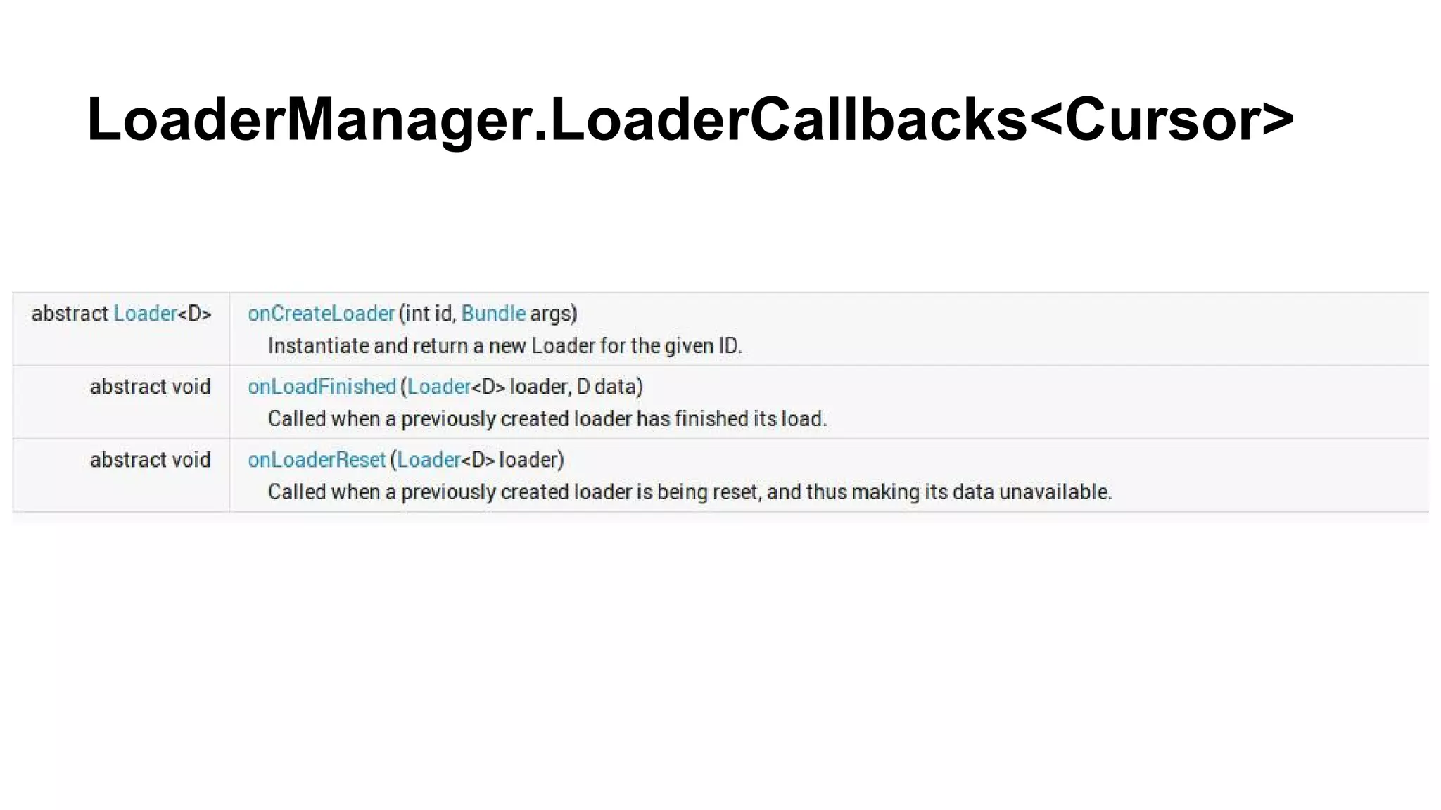 LoaderManager.LoaderCallbacks<Cursor>
 