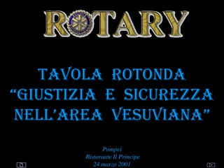 utente@dominio
ClubPompeiOplontiVesuvio
Est
ROTARY
© by Raimondo Villano
Tavola rotonda
“giustizia e sicurezza
nell’area vesuviana”
Pompei
Ristorante Il Principe
24 marzo 2001
 