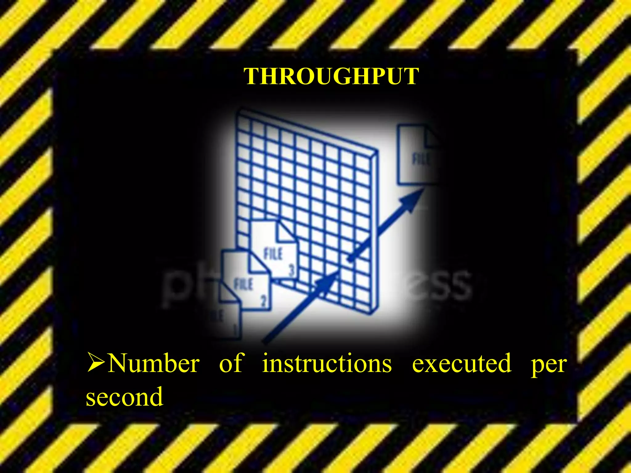 THROUGHPUT
Number of instructions executed per
second.
 