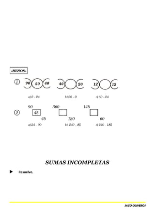 SUMAS INCOMPLETAS
 Resuelve.
SACO OLIVEROS
 