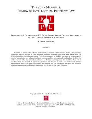 Economic Espionage Act Of 1996