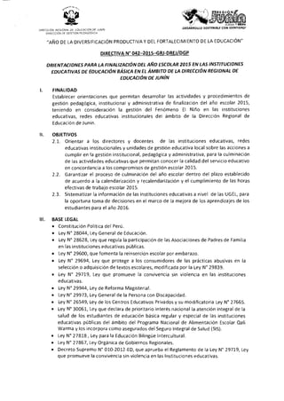 R.D y Directiva de Finalización del Año Escolar  2015 (1)
