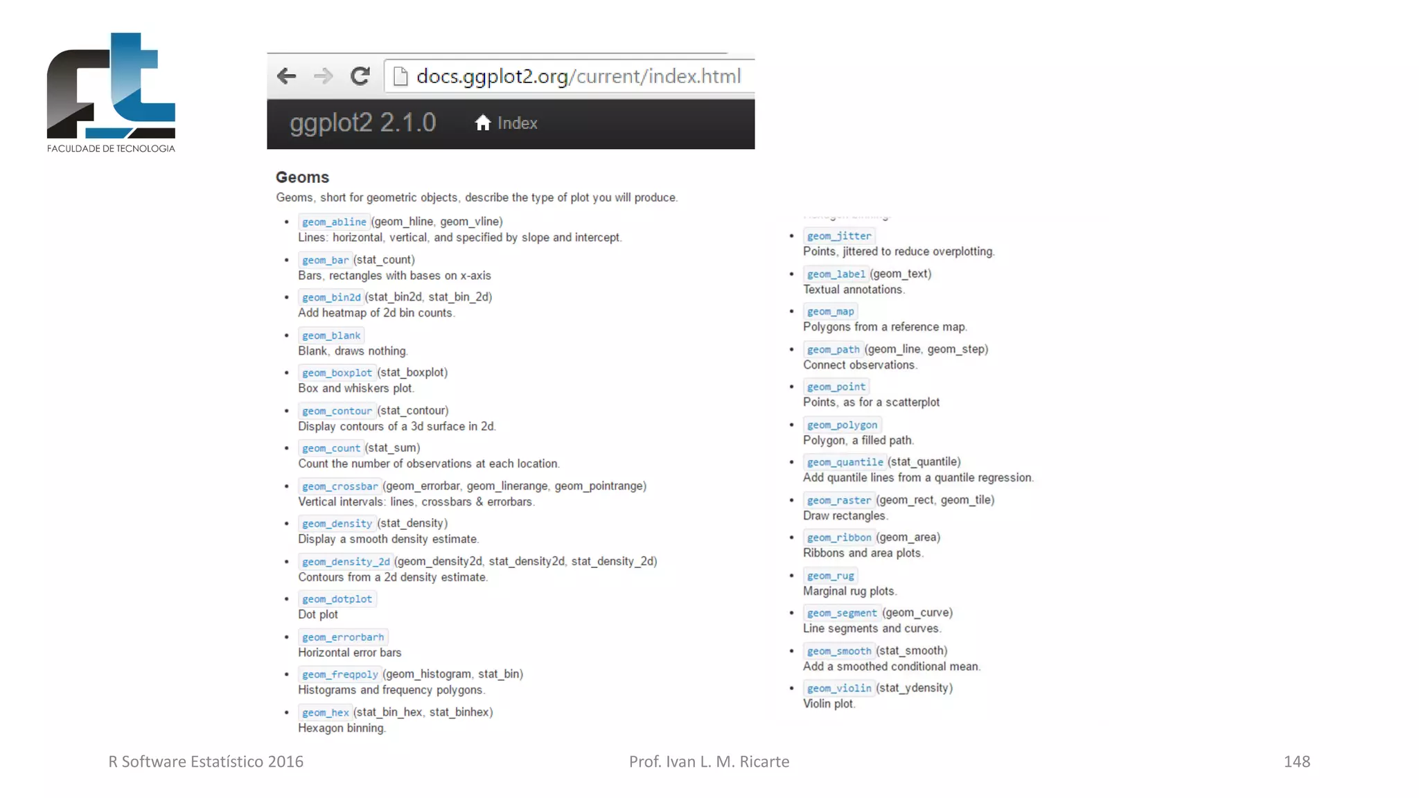 R Software Estatístico 2016 Prof. Ivan L. M. Ricarte 148
 