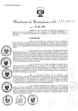 R.c n° 473 2014-cg directiva n° 007-2014-cggcsii “auditoría de cumplimiento” y el “manual de auditoría de cumplimiento”