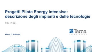 Progetti Pilota Energy Intensive:
descrizione degli impianti e delle tecnologie
R.M. Polito
Milano, 27 Settembre
 