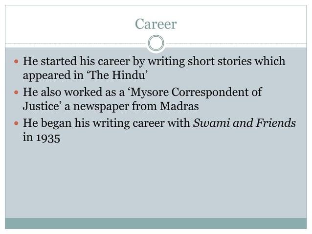 RK NARAYAN BIOGRAPHY IN ENGLISH PROJECT visual data 3