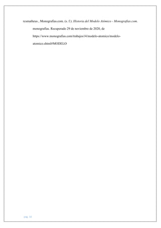 pág. 16
rcsmatheus , Monografias.com. (s. f.). Historia del Modelo Atómico - Monografias.com.
monografias. Recuperado 29 de noviembre de 2020, de
https://www.monografias.com/trabajos14/modelo-atomico/modelo-
atomico.shtml#MODELO
 