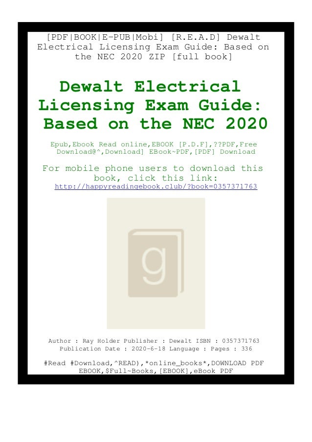[R.E.A.D] Dewalt Electrical Licensing Exam Guide Based on the NEC 2020 ZIP