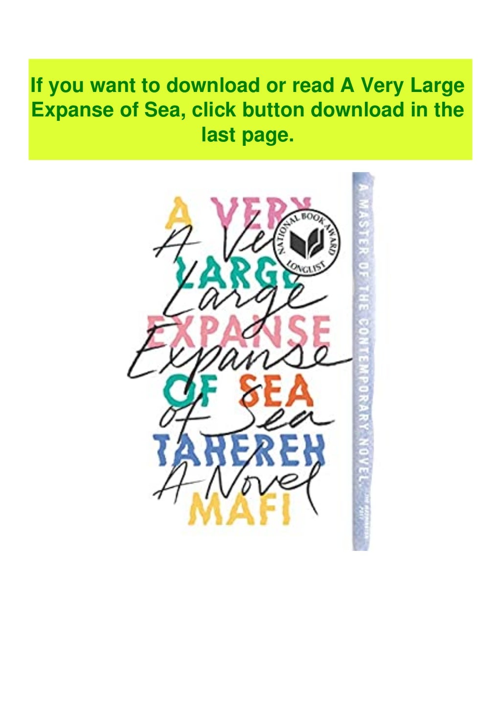 [R.E.A.D] A Very Large Expanse of Sea PDF Full