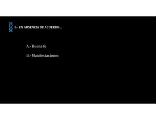 A.- Buena fe
B.- Manifestaciones
I.- EN AUSENCIA DE ACUERDO…
 