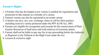 Farmers Rights Vs Researchers Rights PPVFRA 2001 | PPTX