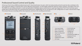 Professional Sound Control and Quality
At the top of the R-26 are OMNI (omnidirectional) and XY (directional) stereo mic p...