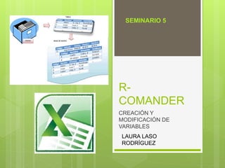 R-
COMANDER
CREACIÓN Y
MODIFICACIÓN DE
VARIABLES
LAURA LASO
RODRÍGUEZ
SEMINARIO 5
 