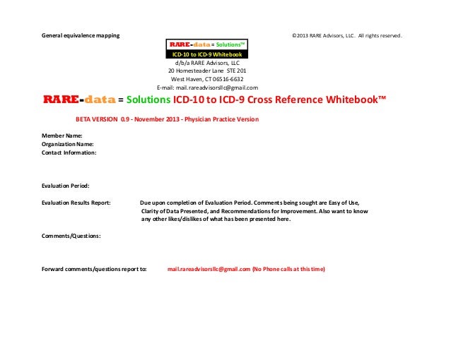 R d = s icd-10-cm to icd-9-cm cross reference whitebook-sample 1 R d = s icd-10-cm to icd-9-cm cross reference whitebook-sample 1
