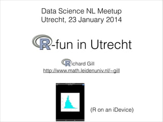 Data Science NL Meetup
Utrecht, 23 January 2014

-fun in Utrecht
ichard Gill
!
http://www.math.leidenuniv.nl/~gill

(R on an iDevice)

 