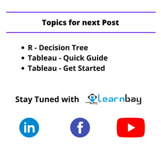 R - Decision Tree
Tableau - Quick Guide
Tableau - Get Started
Stay Tuned with
Topics for next Post
 