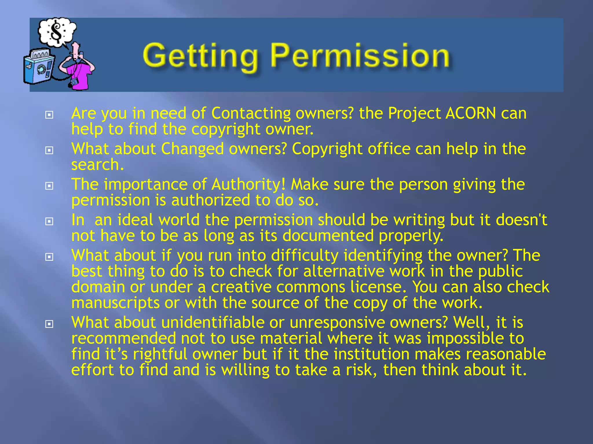 Is there liability to use something without proper permission? The truth is that individuals can be liable for their own actions when they copy and distribute others’ copyrighted works without permission. 