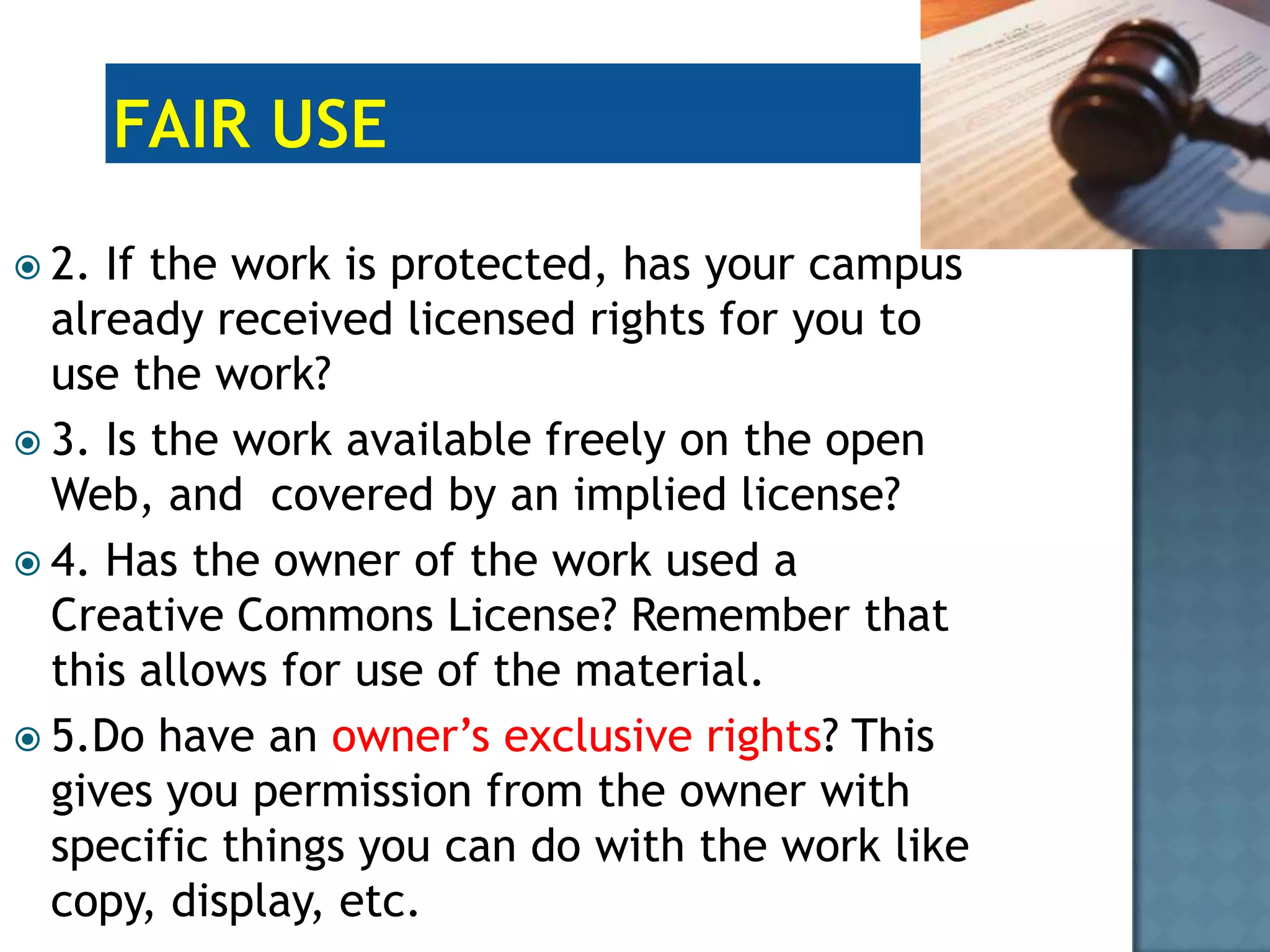 Is there liability to use something without proper permission? The truth is that individuals can be liable for their own actions when they copy and distribute others’ copyrighted works without permission. Content on the webWhat about Fair Use? Well, the problem with fair use is that it can be questioned! Why? Because copyright owners have made it very easy to access getting permission to use the work!