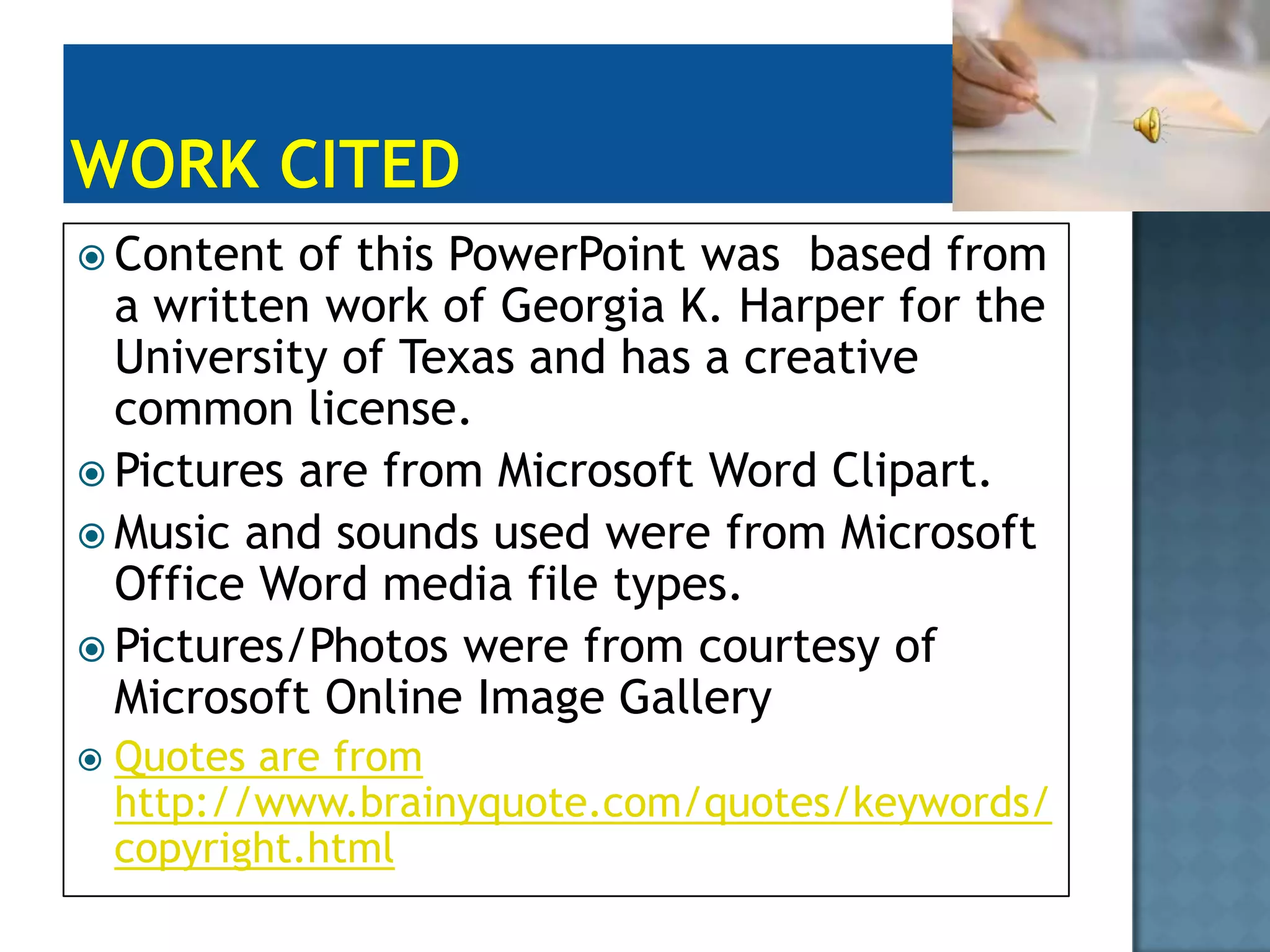 TEACH ActSection 110(2) – This allows educators to show any work related to curriculum, regardless of the medium , in a face to face in the classroom. Expanded Rights- it has expanded rights in that it allow for the non-dramatic literary or musical work to be displayed. Also some limited portions or reasonable amount of any performance. Exclusions from Coverage- The Act only covers what an educator would show during class and not if the student can watch on their own time. There are some exclusions like it must be supervised, related to teaching content and must give notice that it’s copyrighted and it must not interfere with technological measures.