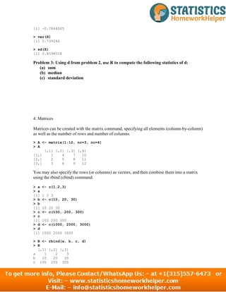 statistical modeling in r programming | r programming... R Programming Homework Help | PDF | Programming Languages | Computing
