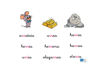 arratoia
herria
urria
urrea
herrena
olagarroa
harria
harroa
okerra
 