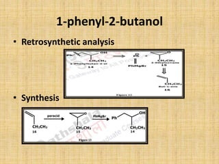 1-phenyl-2-butanol
• Retrosynthetic analysis
• Synthesis
 