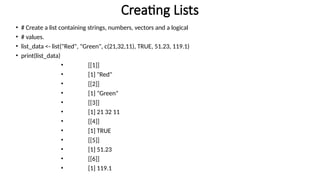 R Programming and Lab - Unit III pptxs | PPTX
