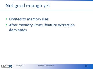 Not good enough yetLimited to memory sizeAfter memory limits, feature extraction dominates