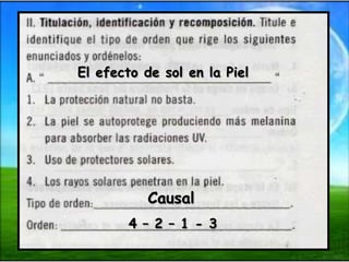 El efecto de sol en la Piel




           Causal
        4 – 2 – 1 - 3
 