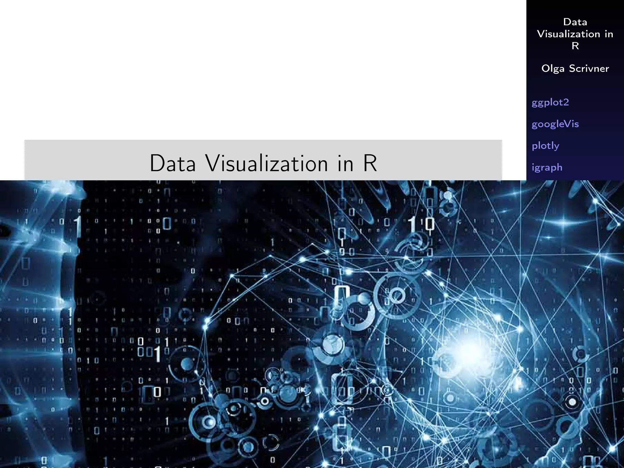 R visualization: ggplot2, googlevis, plotly, igraph Overview | PPT