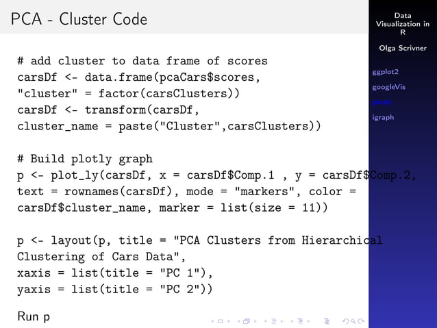 R visualization: ggplot2, googlevis, plotly, igraph Overview | PPT