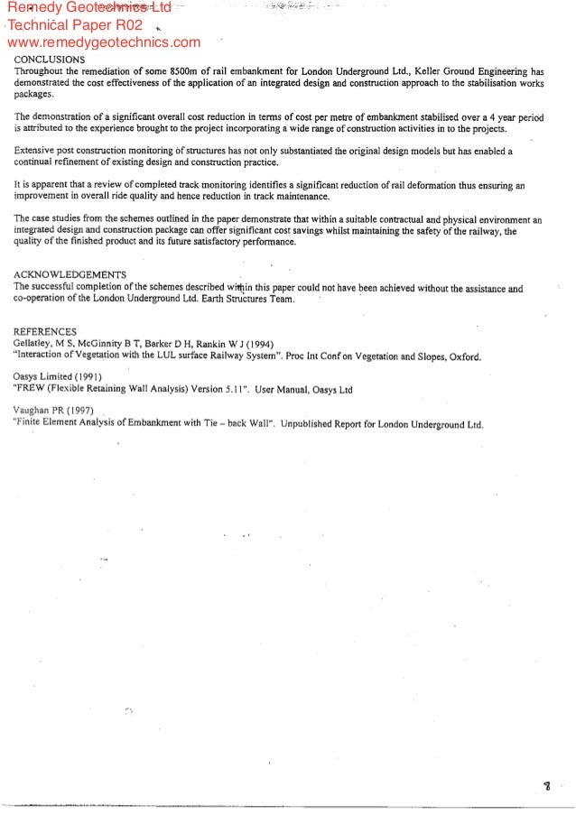 "Cost Effective Design of Construction of Embankment Stabilisation