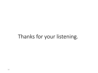 Thanks for your listening.
14
 