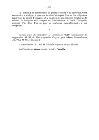 Rapport de la Com. Aff. Soc de l'assemmblée Nationale JM Germain sur l'ANI