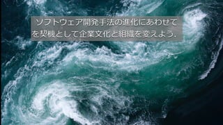 © 2016 NTT DOCOMO, INC. All Rights Reserved. 21
ソフトウェア開発⼿法の進化にあわせて
を契機として企業⽂化と組織を変えよう．
 