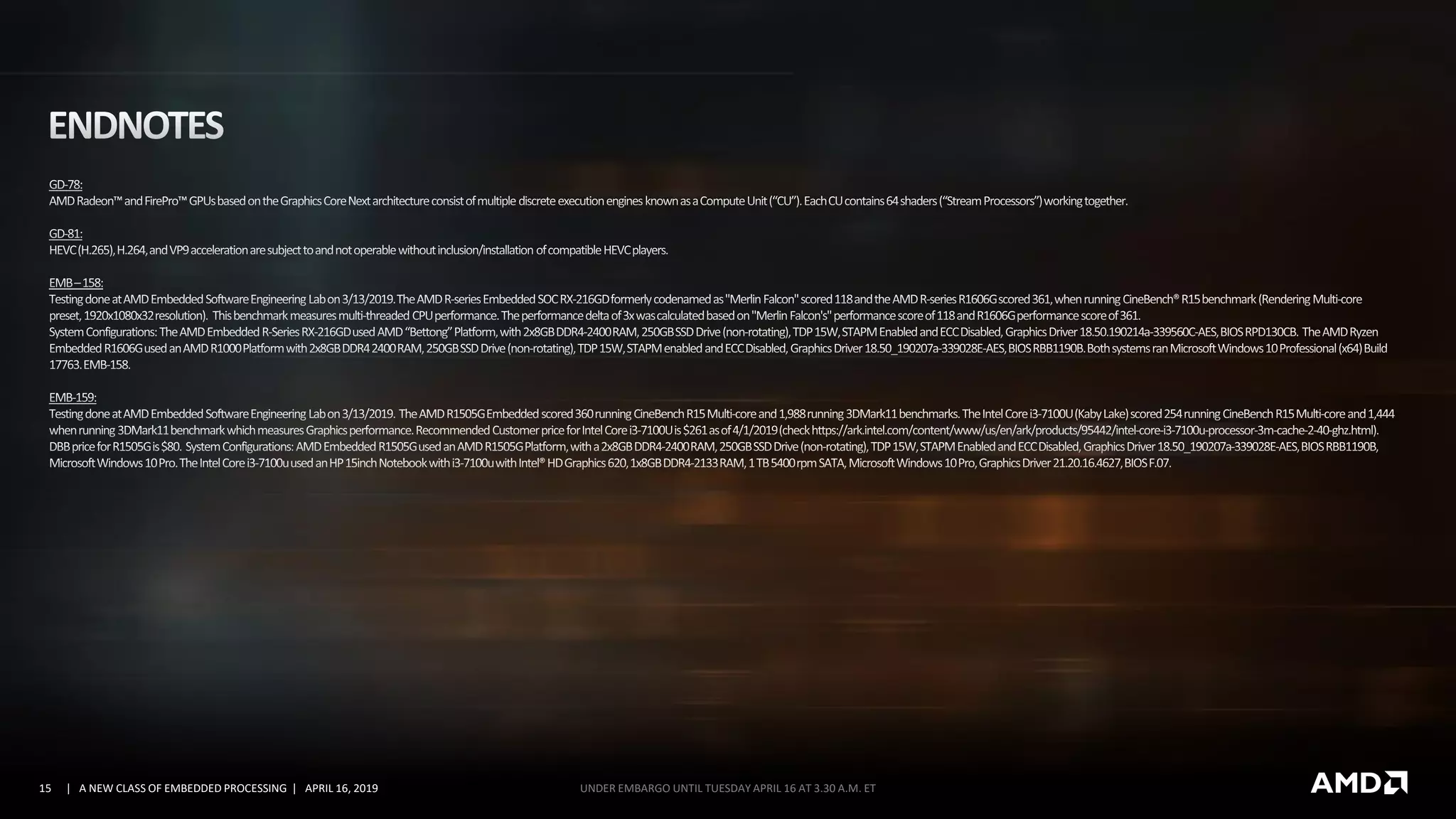 15 | A NEW CLASS OF EMBEDDED PROCESSING | APRIL 16, 2019 UNDER EMBARGO UNTIL TUESDAY APRIL 16 AT 3.30 A.M. ET
 