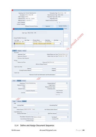 Krithivasan nkvasan54@gmail.com P a g e | 44
11.4 Define and Assign Document Sequence:
 
