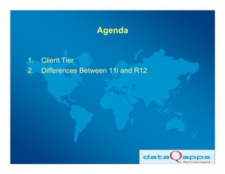 Agenda


1.   Client Tier
2.   Differences Between 11i and R12
 