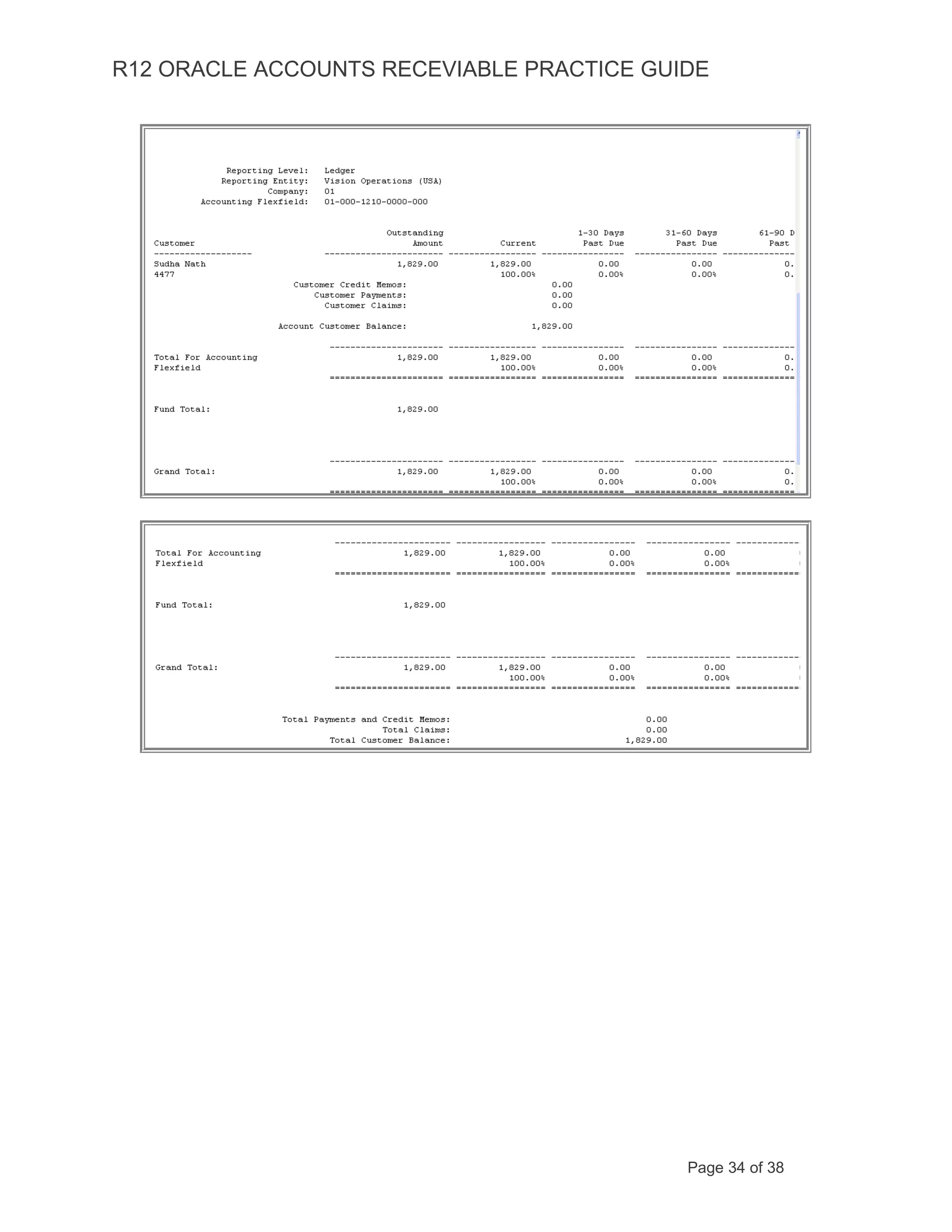 R12 ORACLE ACCOUNTS RECEVIABLE PRACTICE GUIDE
Page 34 of 38
 
