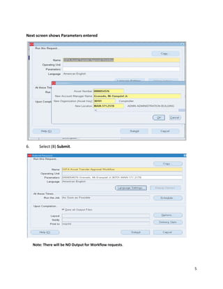 R12 asset transfer workflow quick guide | PDF