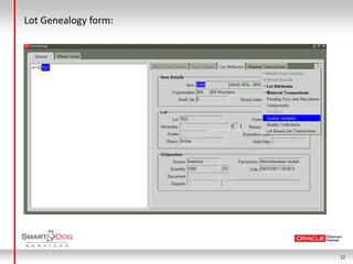 Lot Genealogy form:




                      12
 
