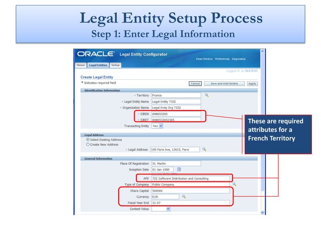 Oracle R12 Legal Entity