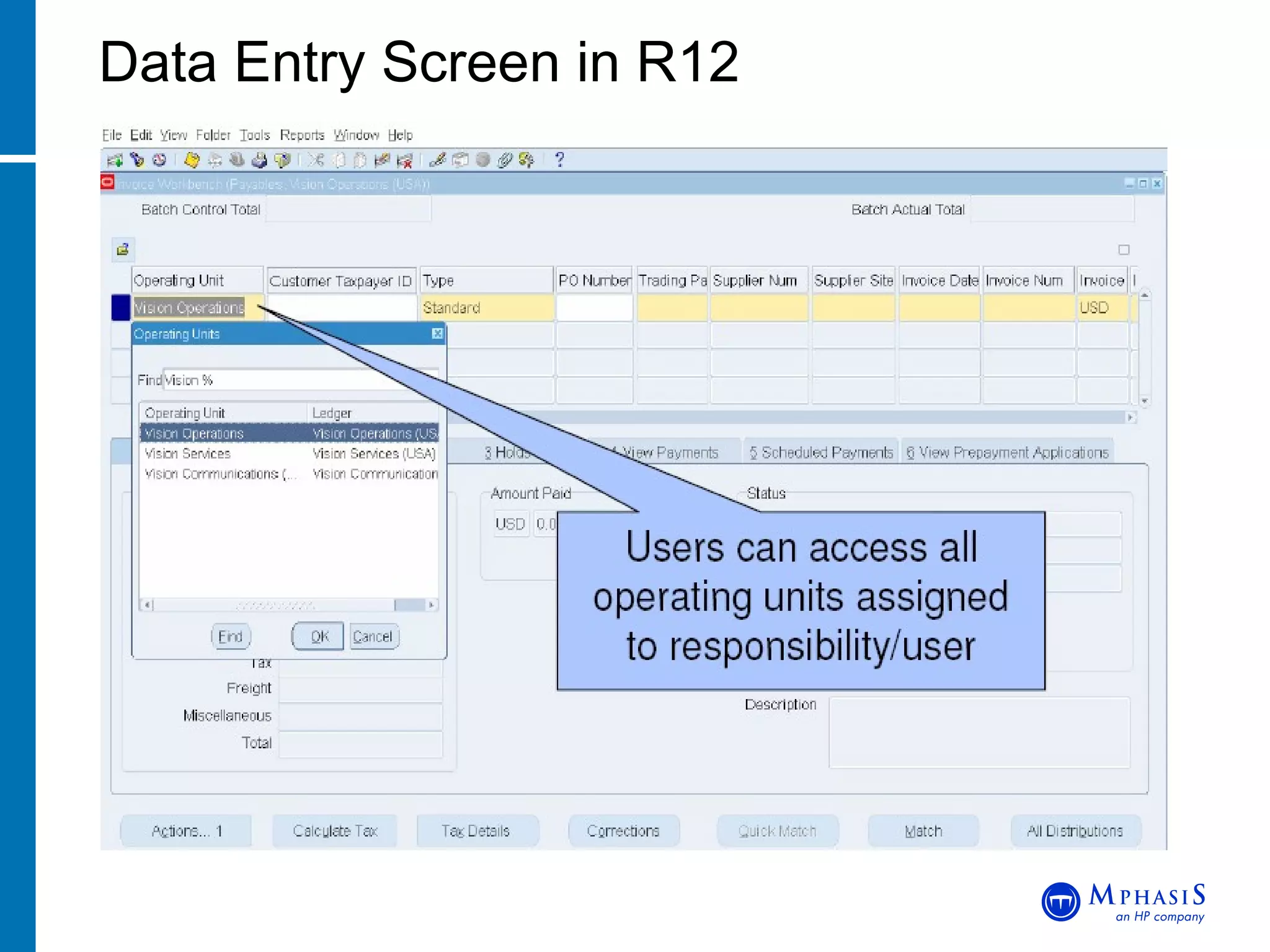 Data Entry Screen in R12 