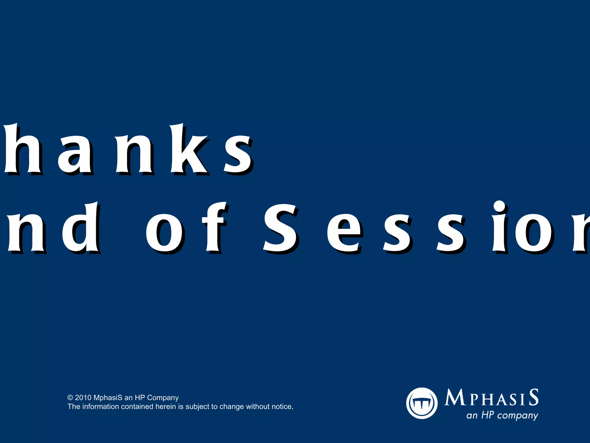 Thanks End of Session 