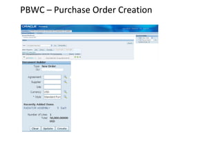 PBWC – Purchase Order Creation

 