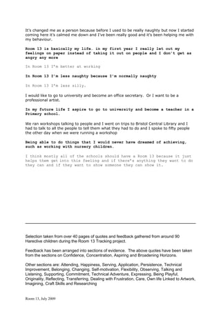 R13 tracking report 1 page summary + quotes | DOC